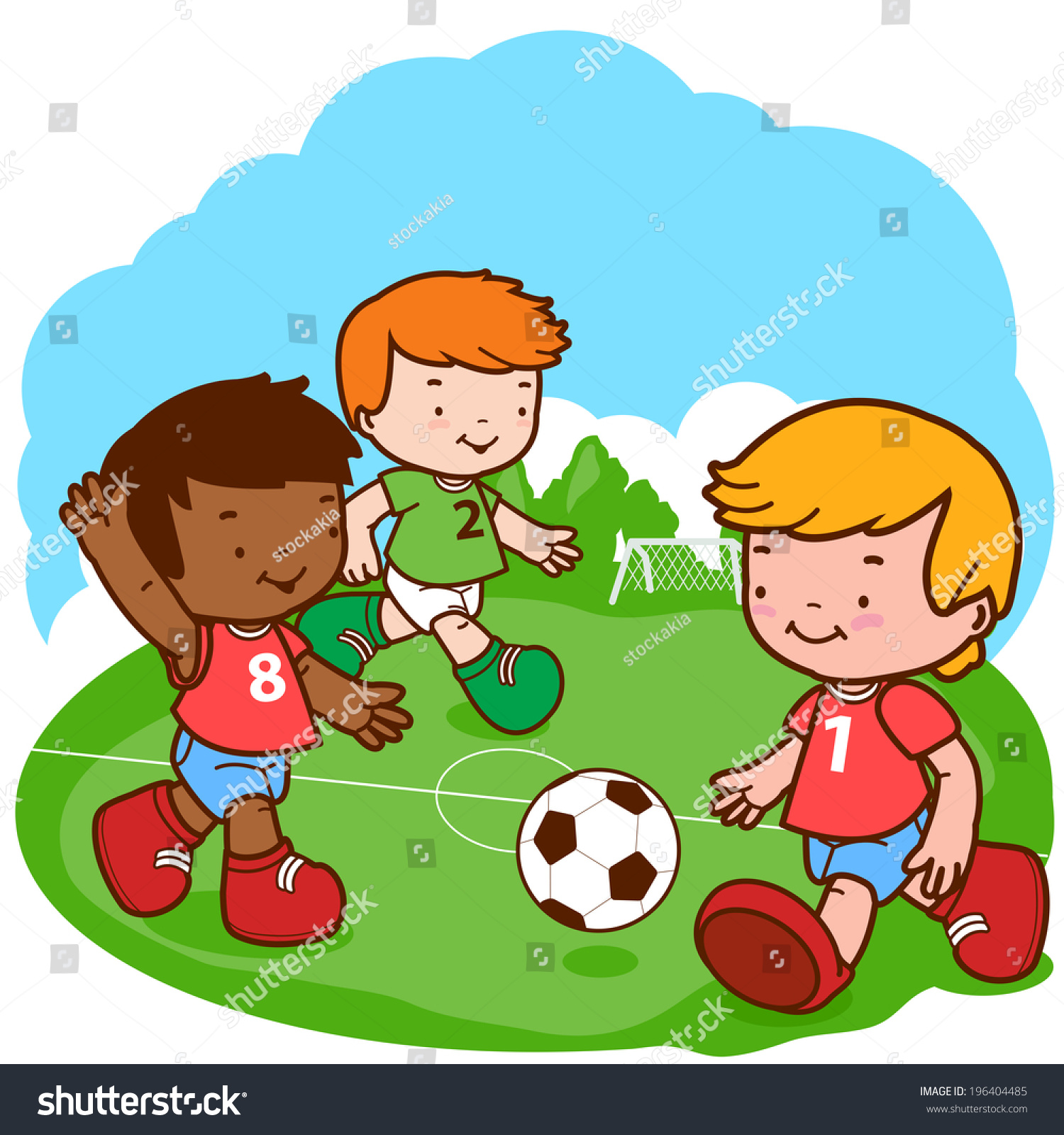 Soccer Kids Three Little Boys Play Stock Illustration 196404485 ...