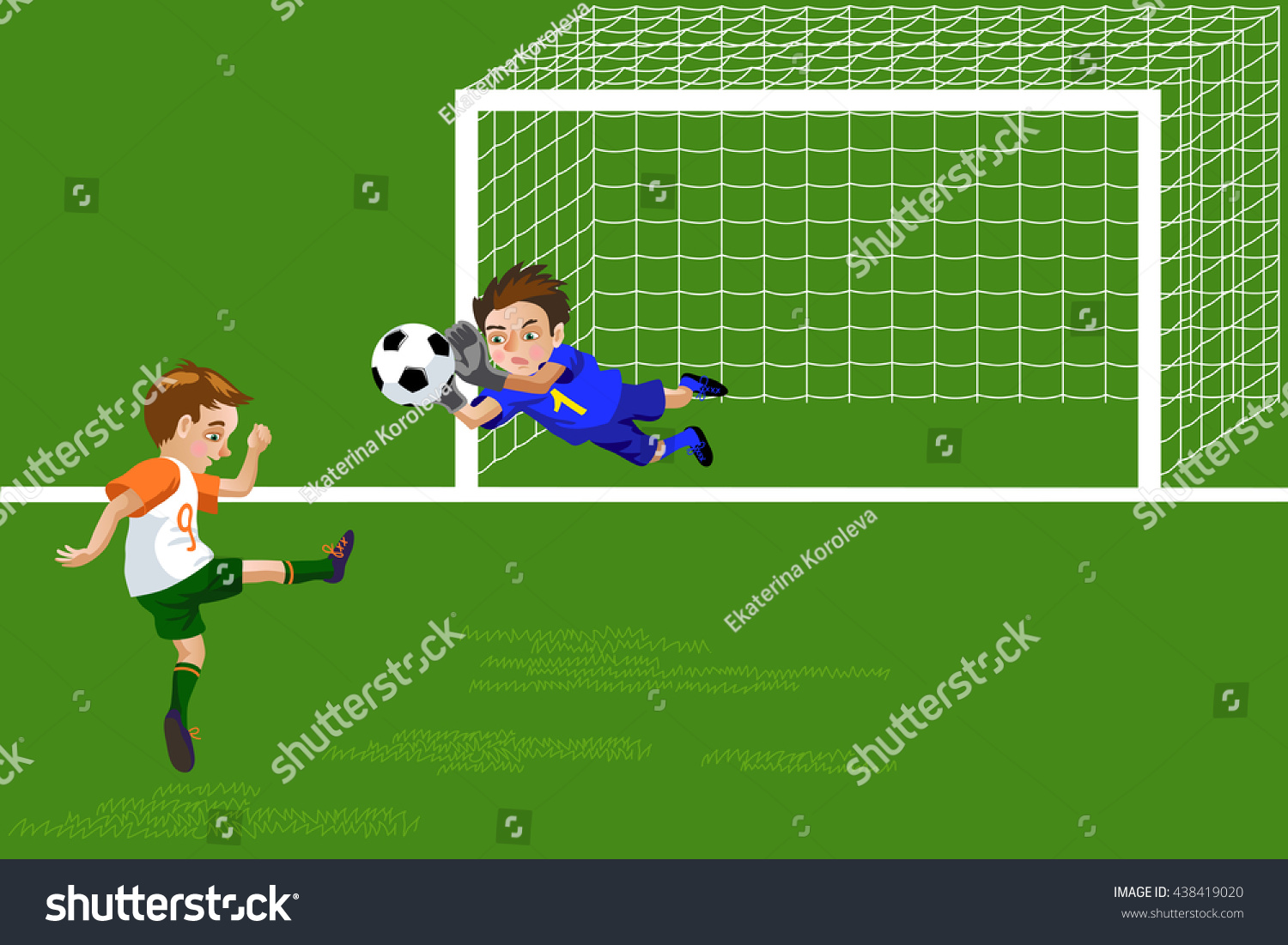 Soccer Kids Score Goal Stock Illustration 438419020 - Shutterstock