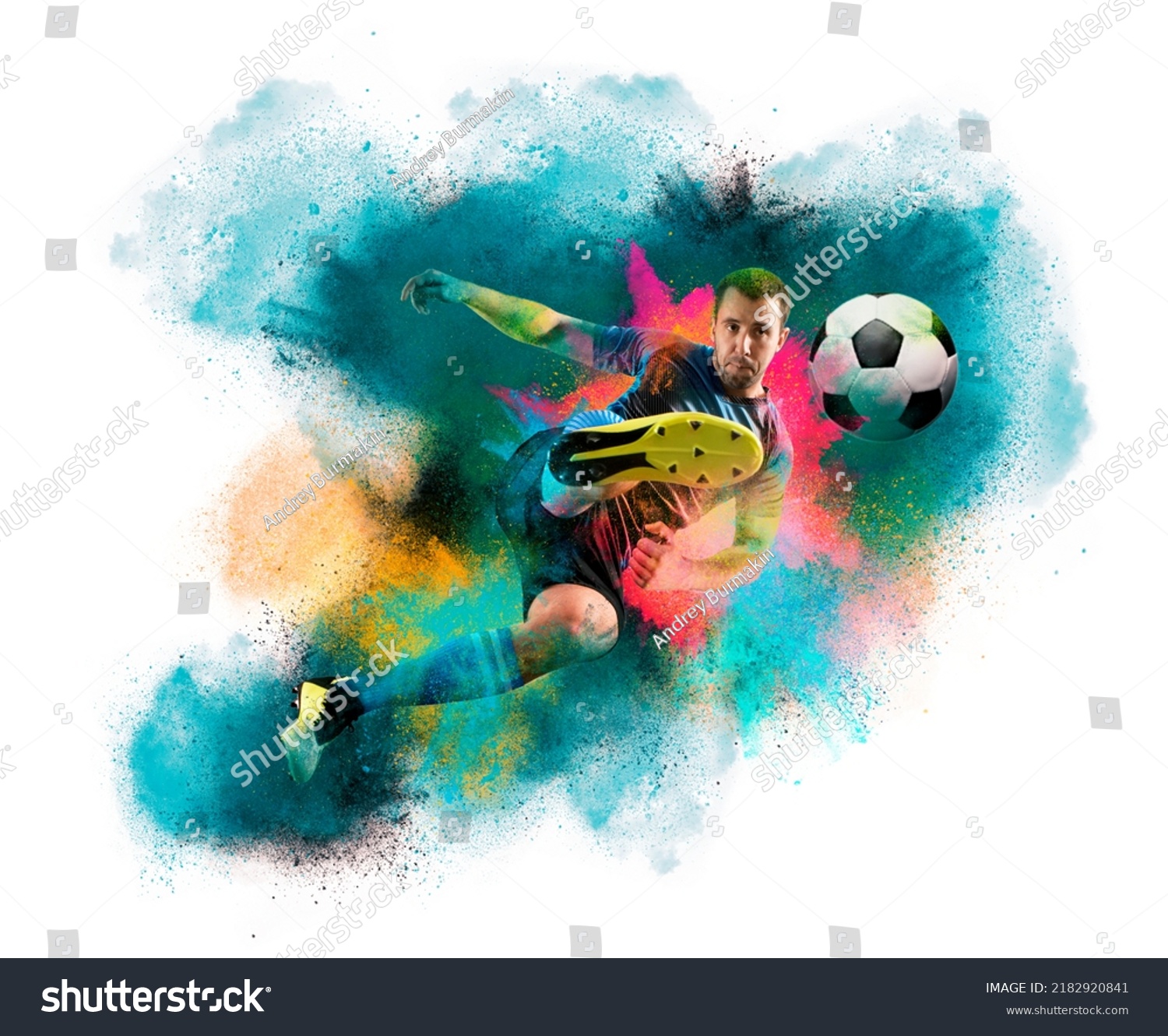  Seafoam Green Classic  Template Design Featuring Soccer Player in Action