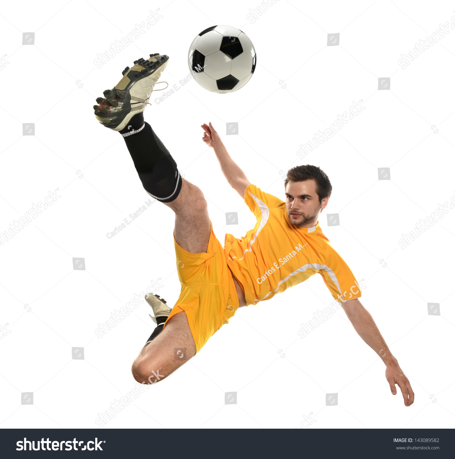 Soccer Player Kicking Ball Isolated On Stock Photo 143089582 - Shutterstock