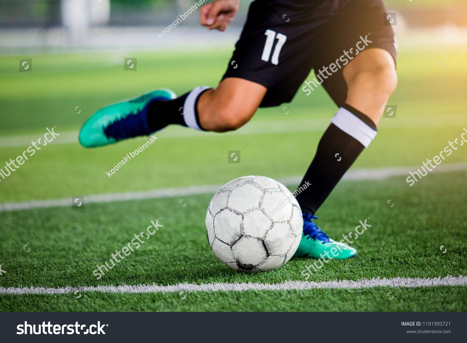 Soccer Player Speed Run Shoot Ball Stock Photo (Edit Now) 1191993721