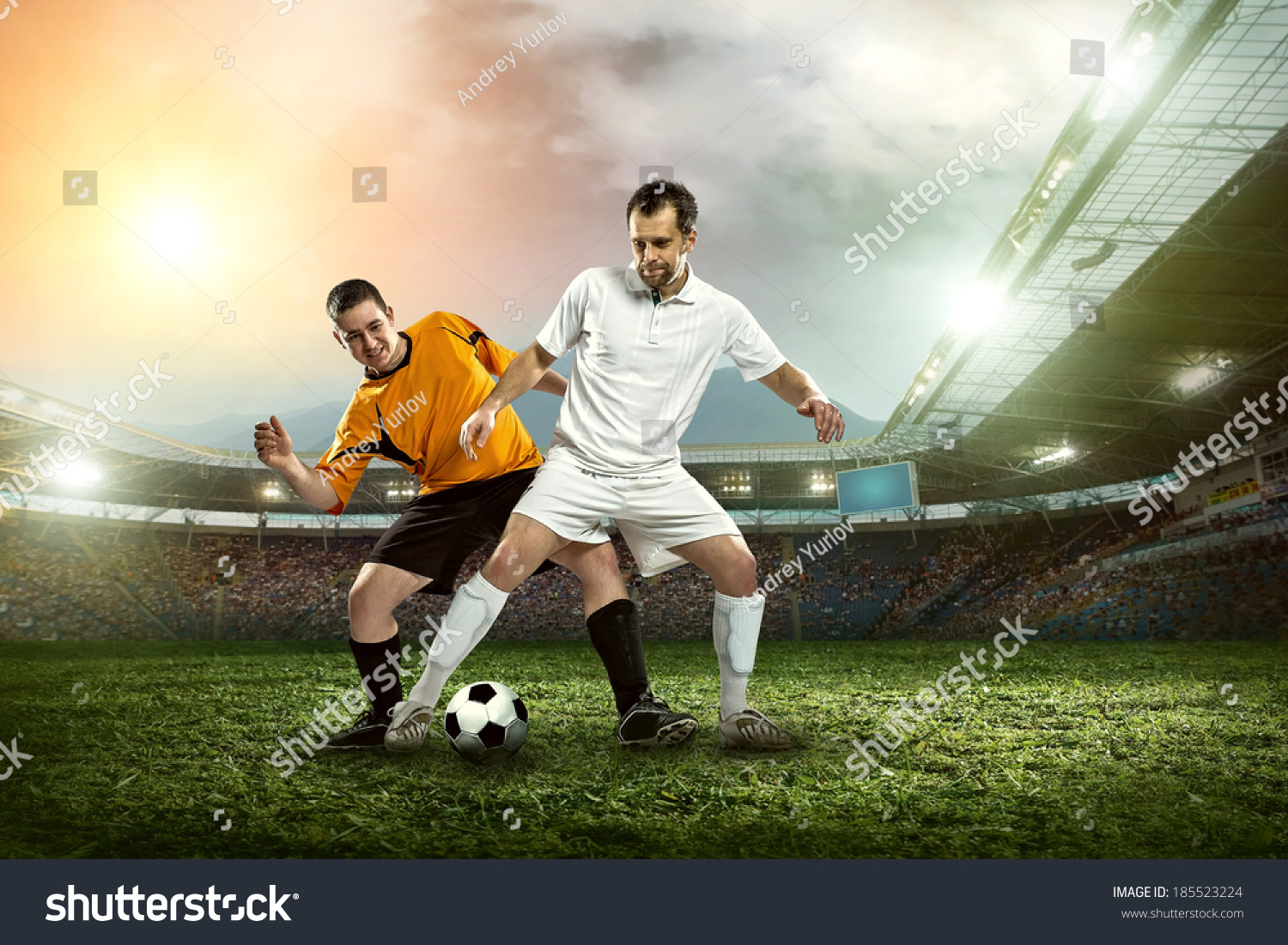 Soccer Player With Ball In Action Outdoors. Stock Photo 185523224 ...