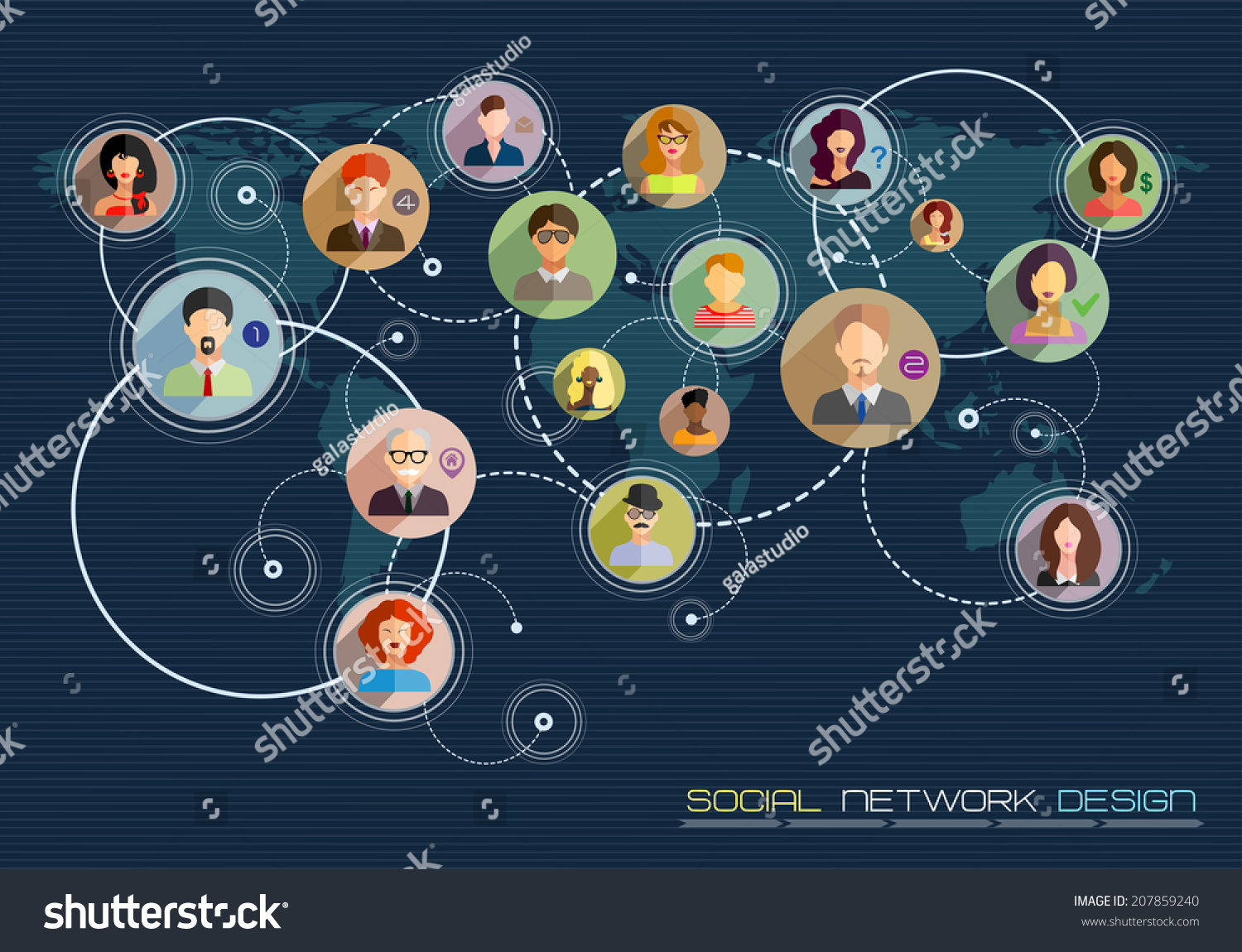 Social Network Concept Flat Design Web Stock Vector (Royalty Free