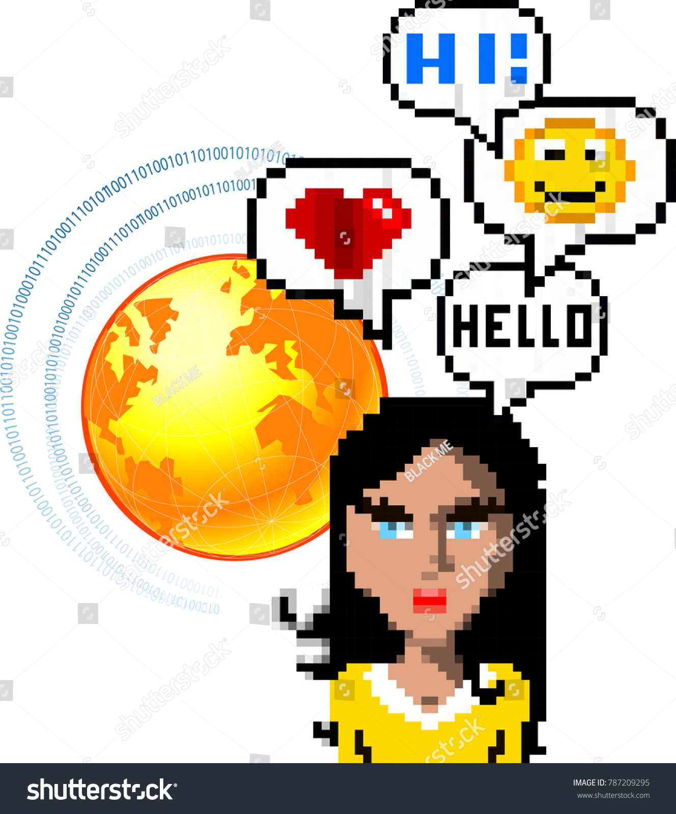 Social Network Media Chat Concept Pixel Stock Illustration