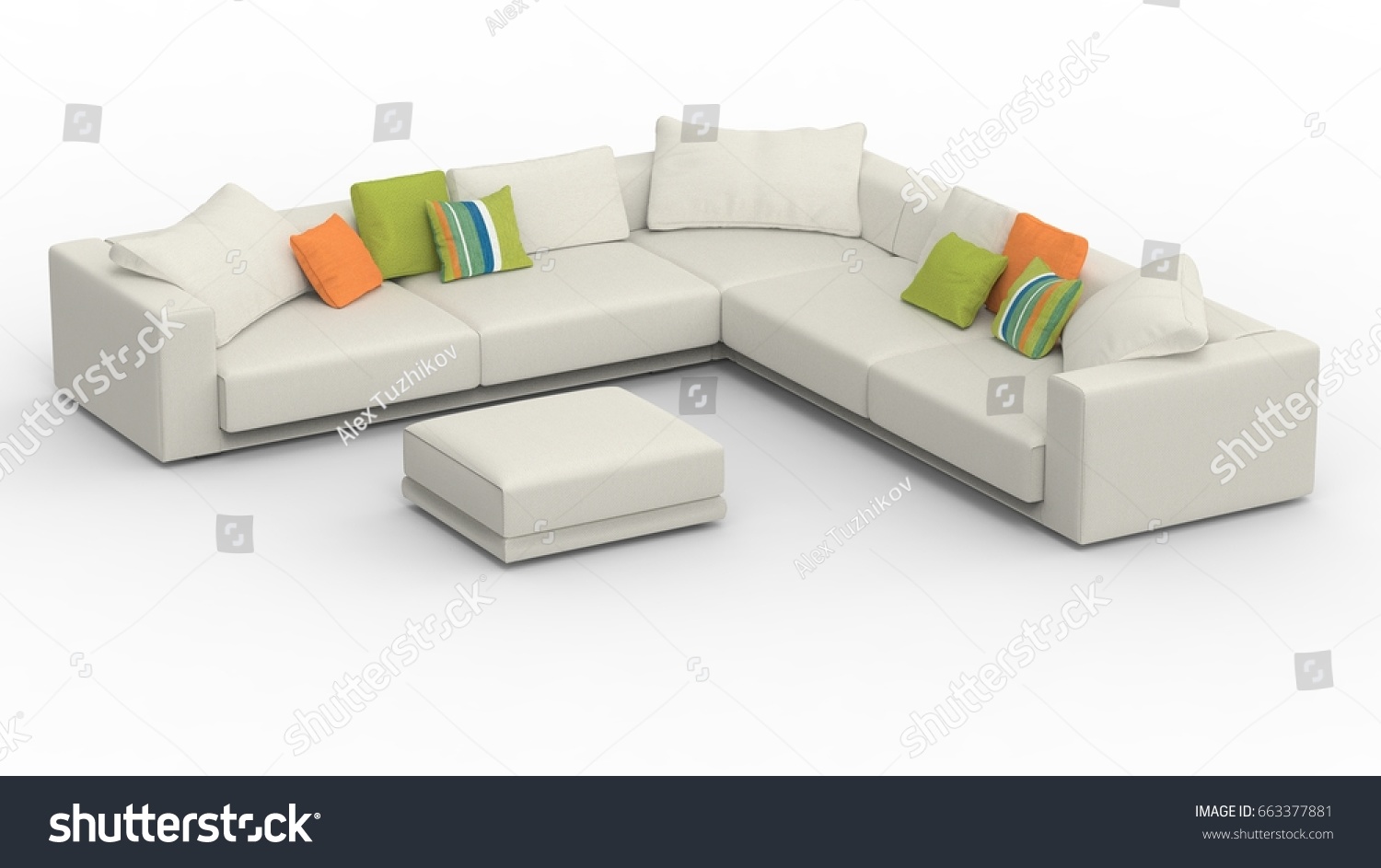 Sofa Perspective View 3 D Rendering Icon Stock Illustration