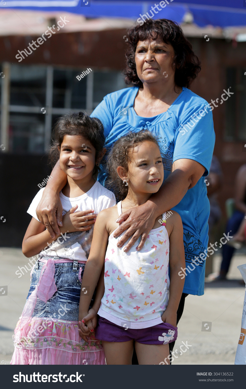 Gypsy beggar with a Russian child Gypsy beggar with a Russian child