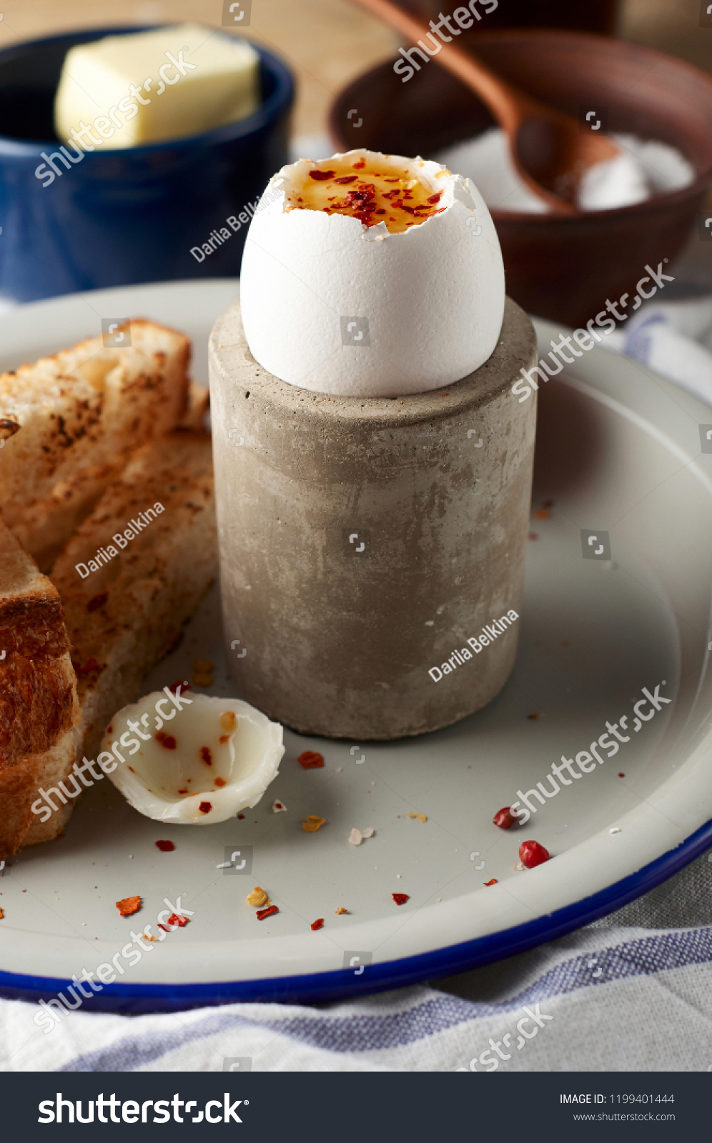 Soft Boiled Eggs Buttered Toast Soldiers Stock Photo 1199401444