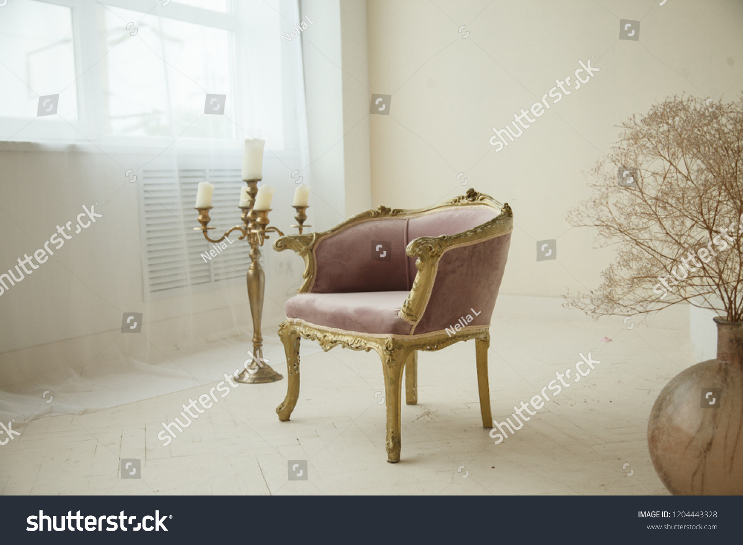 Soft Chair Dusty Rose Color Vintage Stock Photo Edit Now