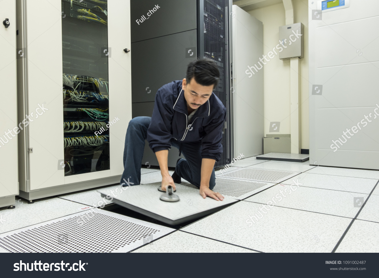 Soft Focus Technician Lifting Floor Tile Stock Photo Edit Now