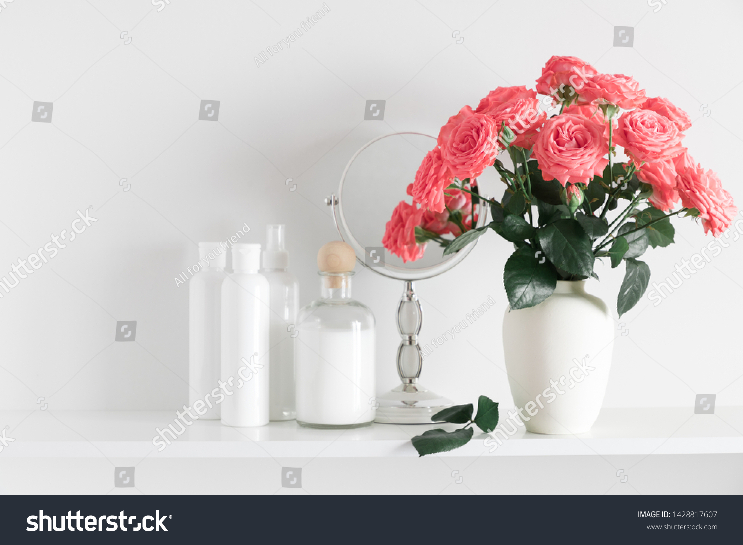 Soft Light Bathroom Decor Roses Flowers Stock Photo Edit Now 1428817607