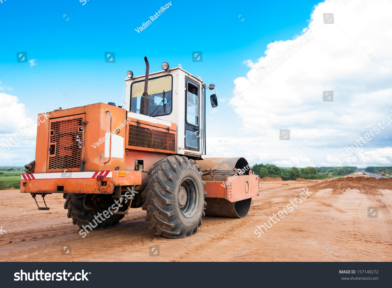 Soil Compactor During Road Construction Works Stock Photo 157149272 ...