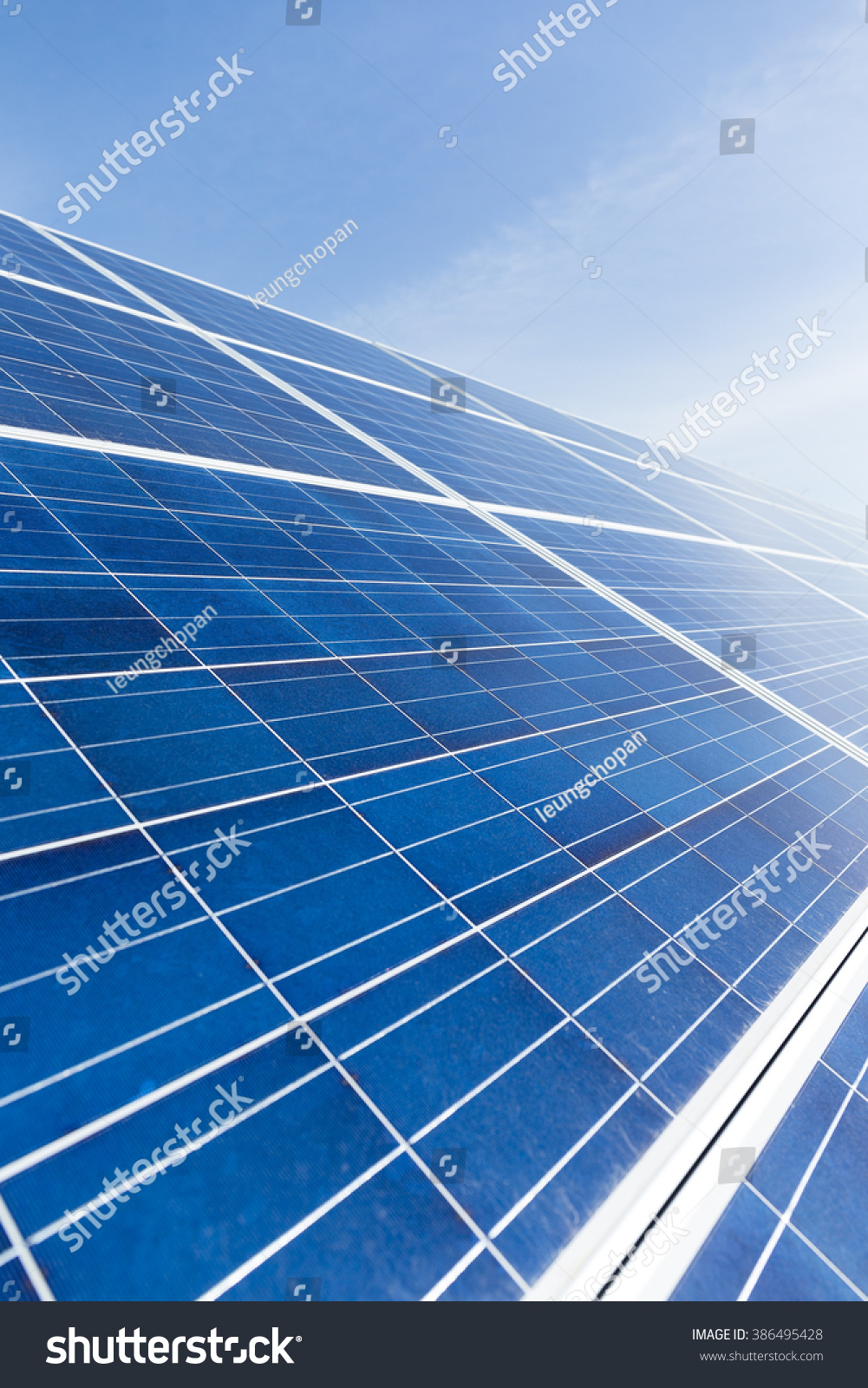 Solar Panel With Blue Sky Stock Photo 386495428 : Shutterstock