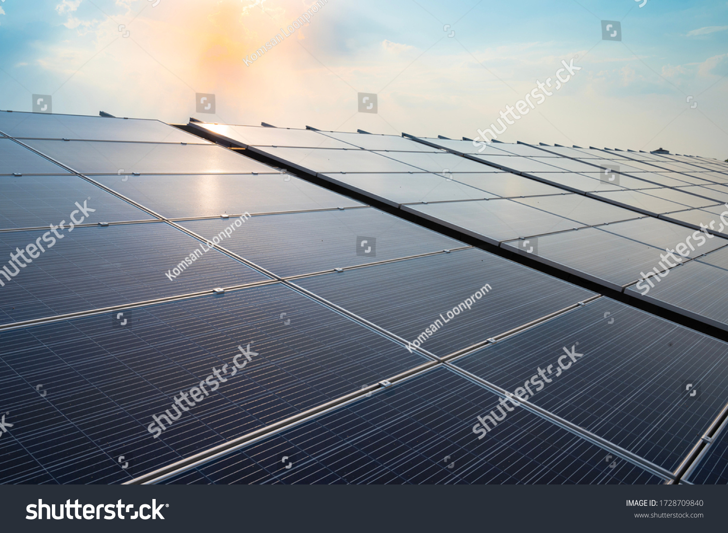 Solar Panels Blue Sky Backgroundsolar Cells Stock Photo 1728709840 