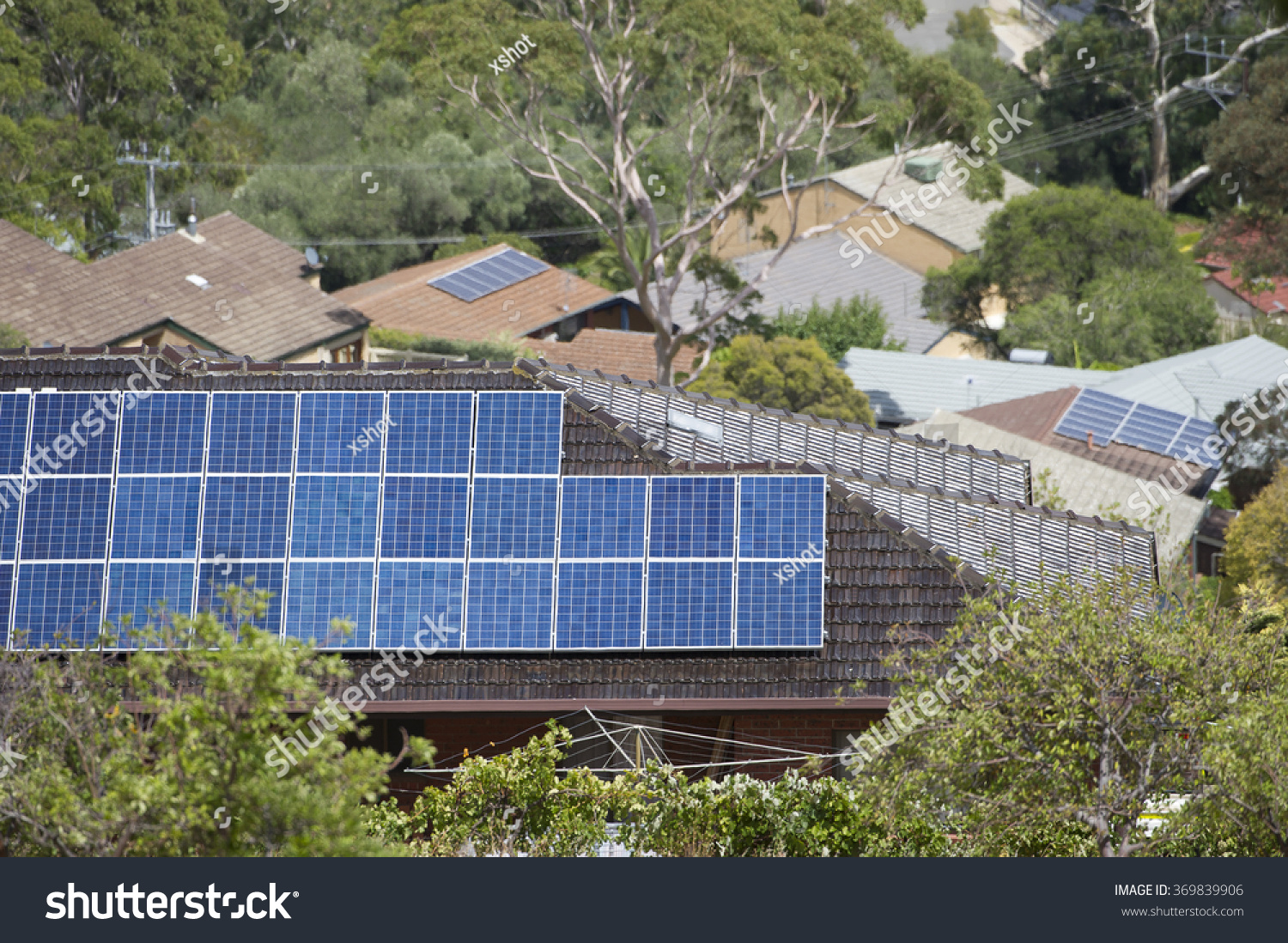 Solar Panels On Tiled Roof Australian Stock Photo (Edit Now) 369839906