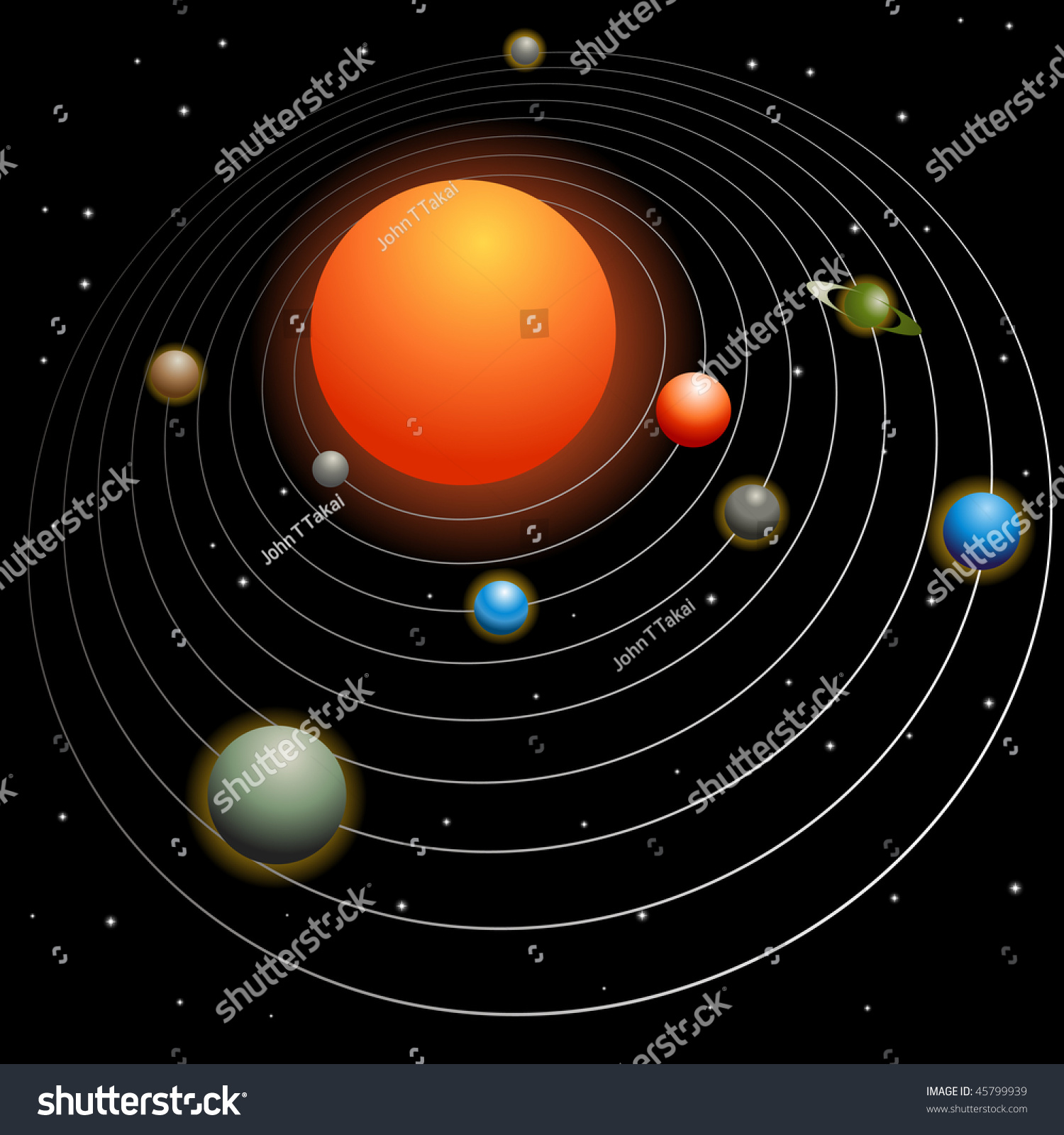 Solar System Image Isolated On Black Stock Illustration 45799939 ...