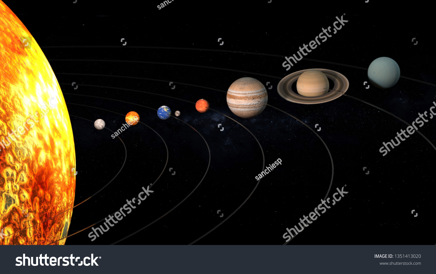 Solar System Planets 3d Render Stock Illustration 1351413020