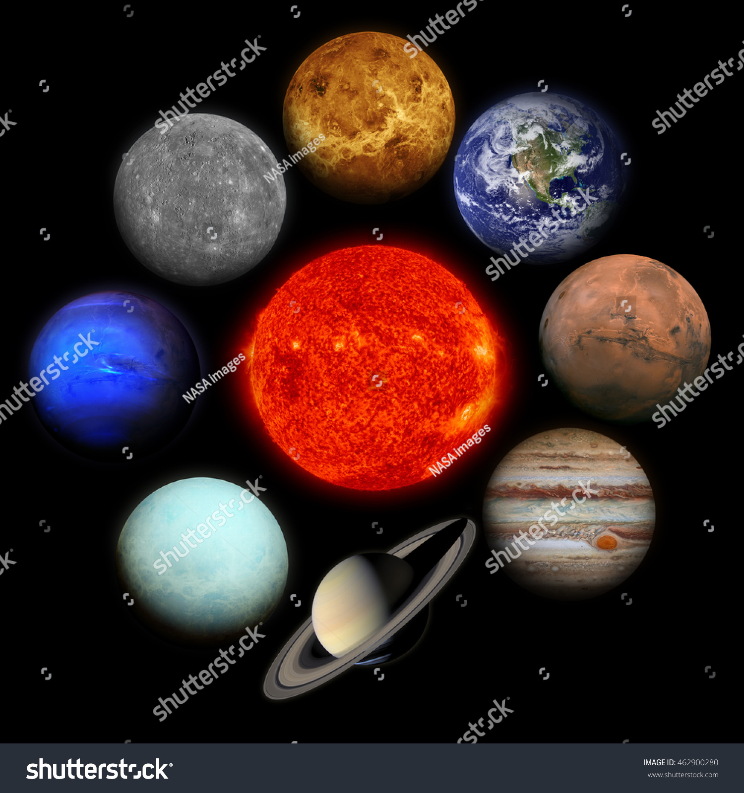 Solar System Planets On Black Background Stock Photo 462900280 ...