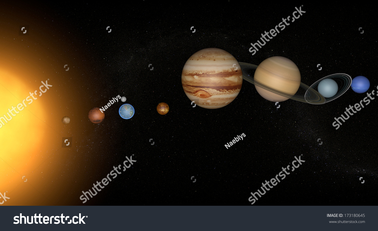 Solar System Planets Space Universe Sun Stock Illustration 173180645 ...