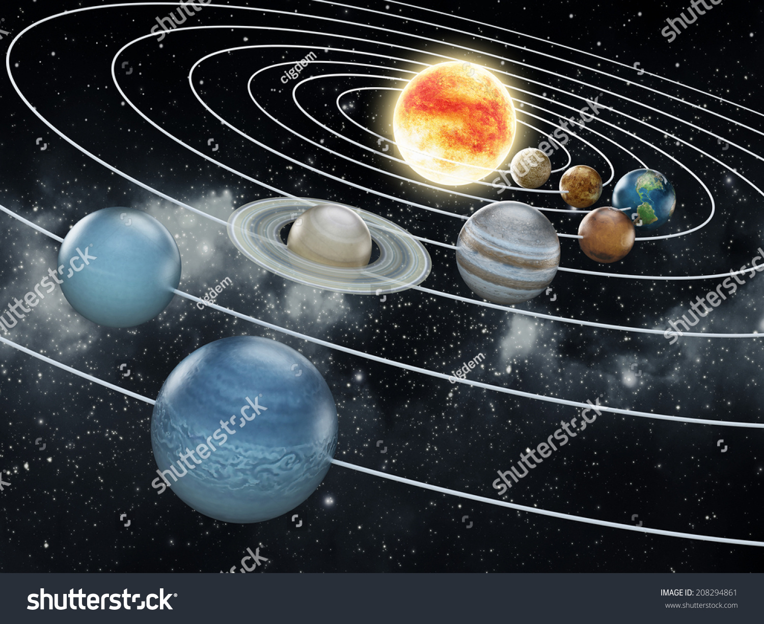 8つの惑星を持つ太陽系 のイラスト素材