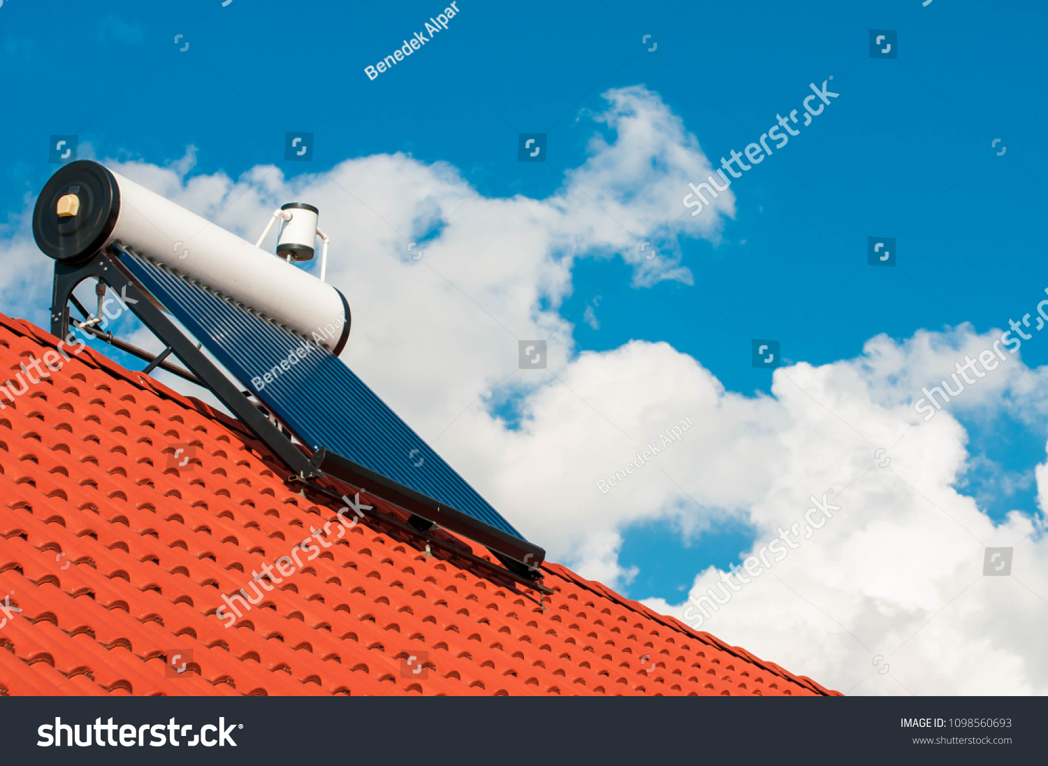 Solar Water Heater On Rooftop Beautiful Stock Photo Edit Now 1098560693