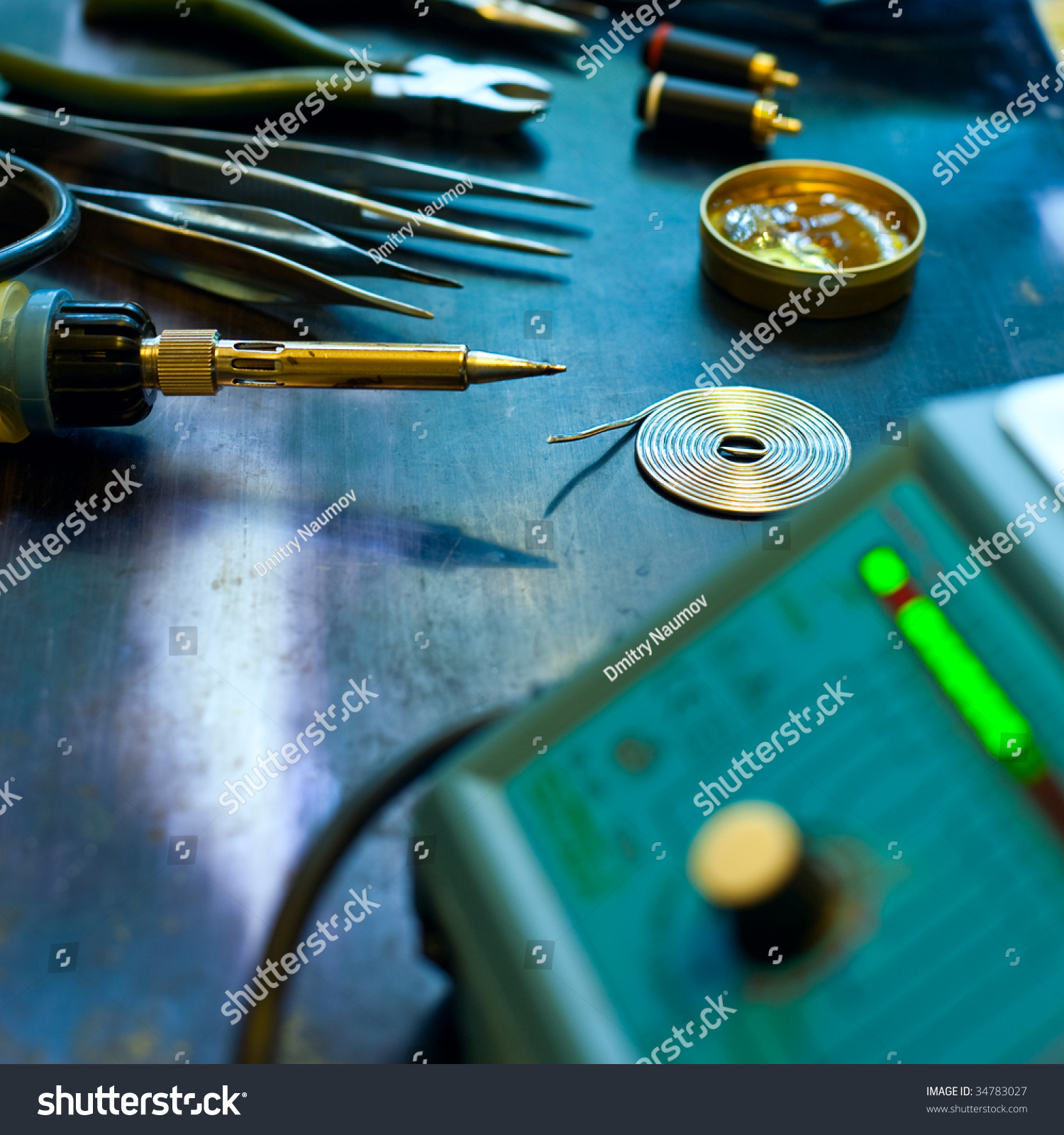 Soldering Station Soft Solder Tools Background Foto Stok 34783027