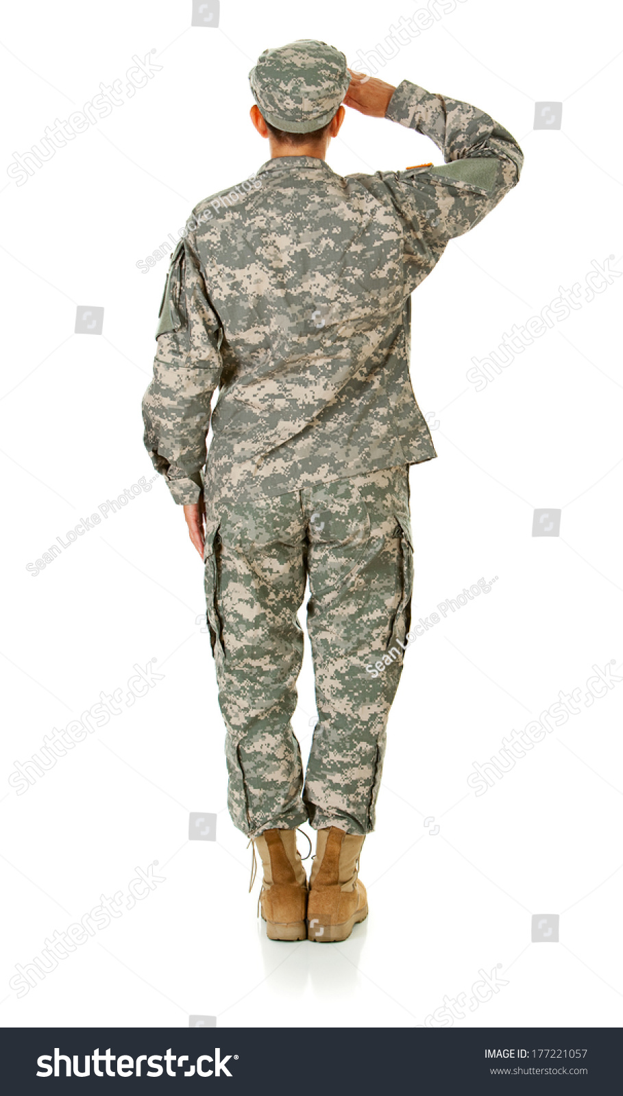 Soldier Rear View Of Female Saluting Soldier Rear View Of Female Saluting