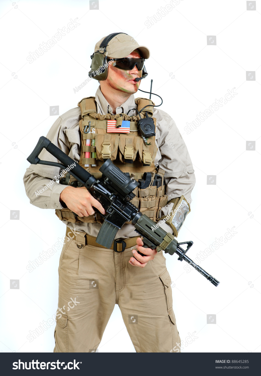 Soldier Rifle On White Background Stock Photo 88645285 - Shutterstock