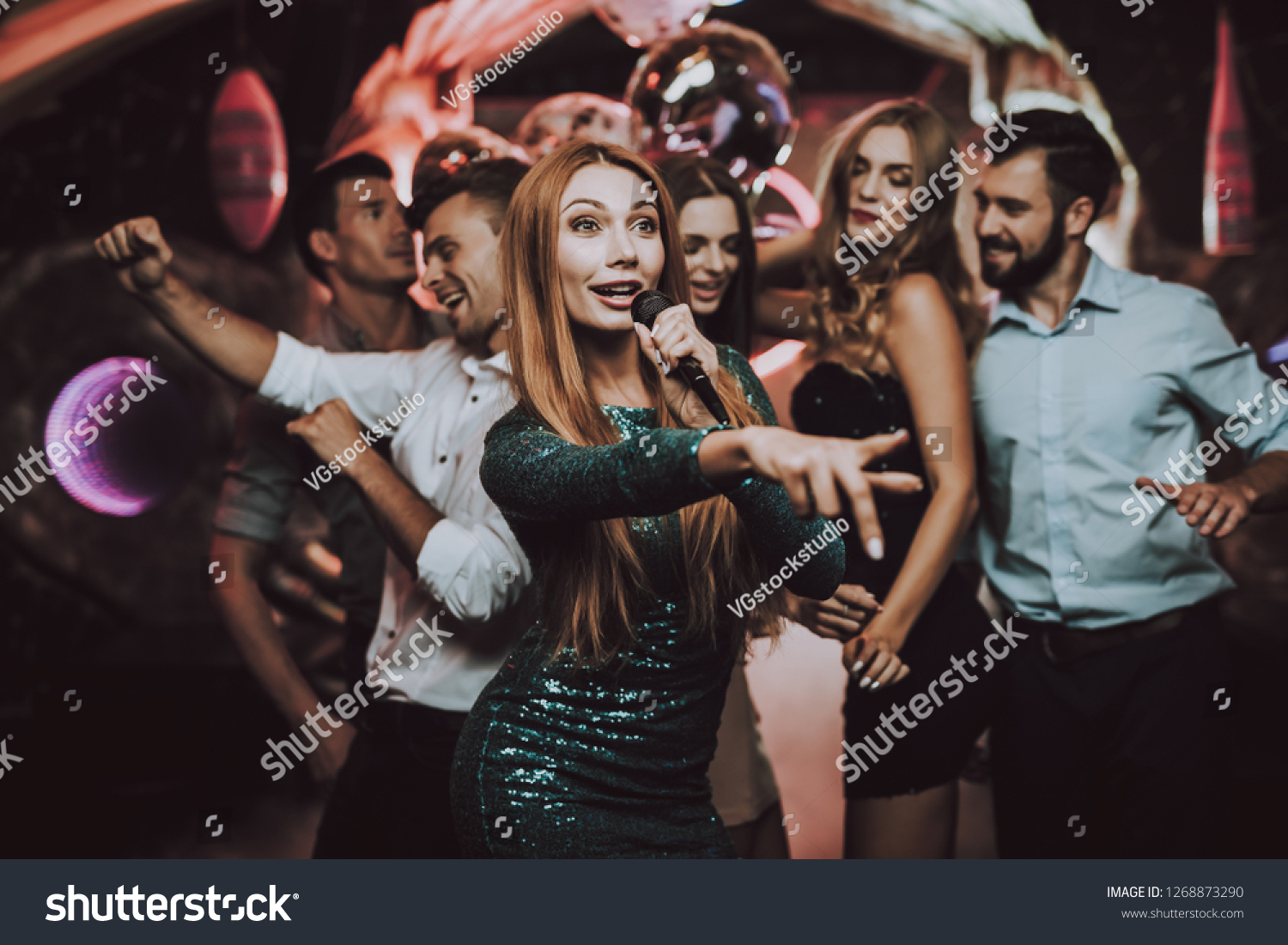 Solo Trendy Nightclub Woman Green Dress Stock Photo Edit Now