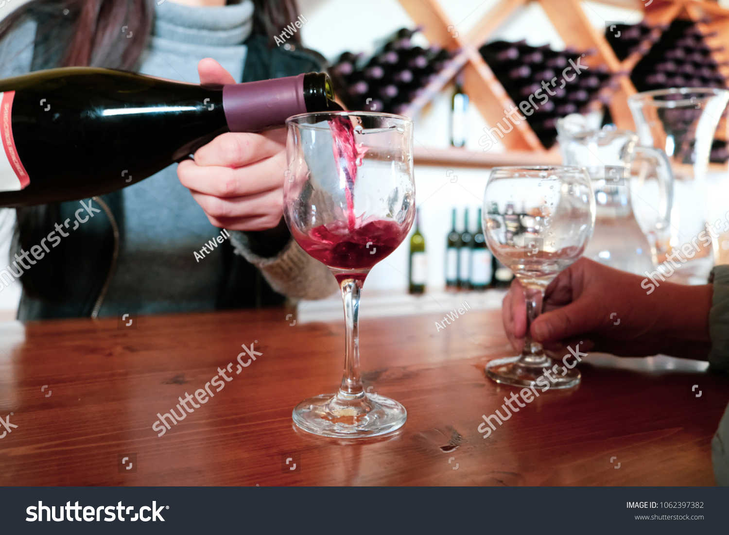 21 030 Tasting Room Images Stock Photos Vectors Shutterstock   Stock Photo Sommelier Of The Tasting Room Of The Winery Company Pouring White Red Into A Glass 1062397382 