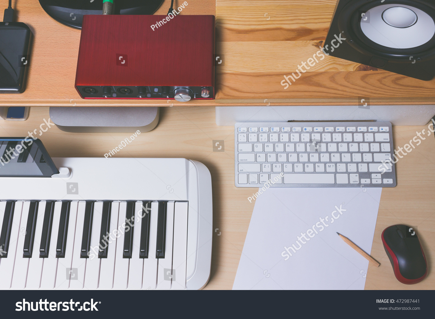 Songwriter Composer Desk Studio Workspace Music Stock Photo Edit