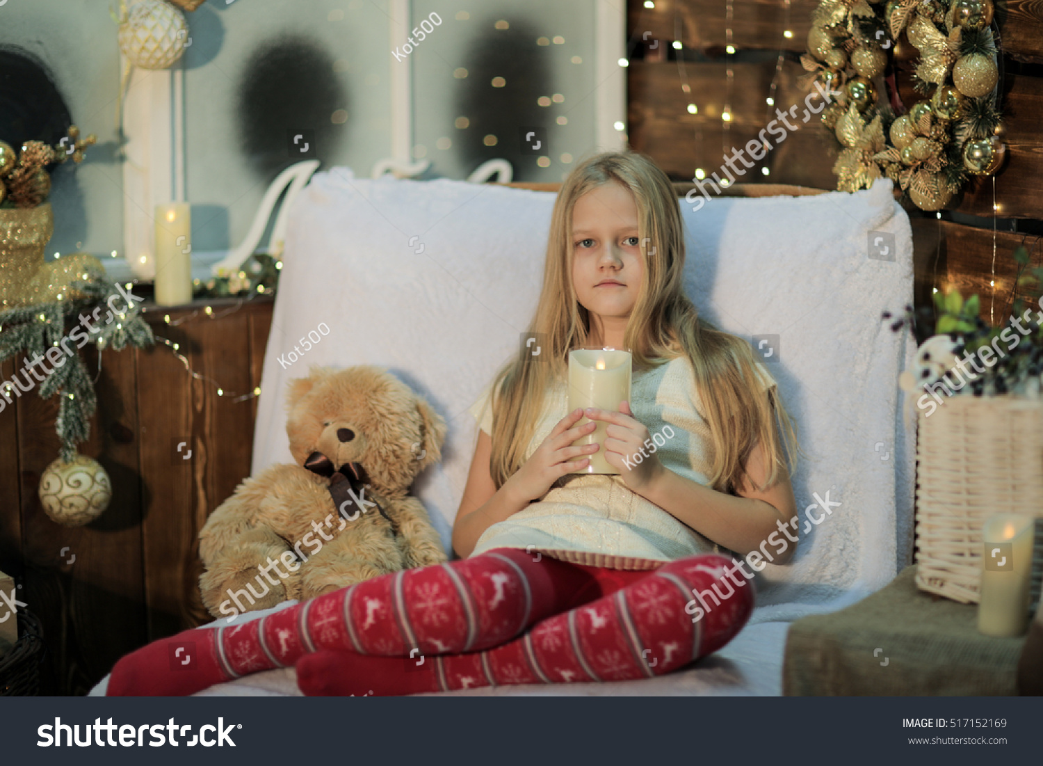 Soon Comes Christmas Sweet Girl Waiting Stock Photo Edit Now