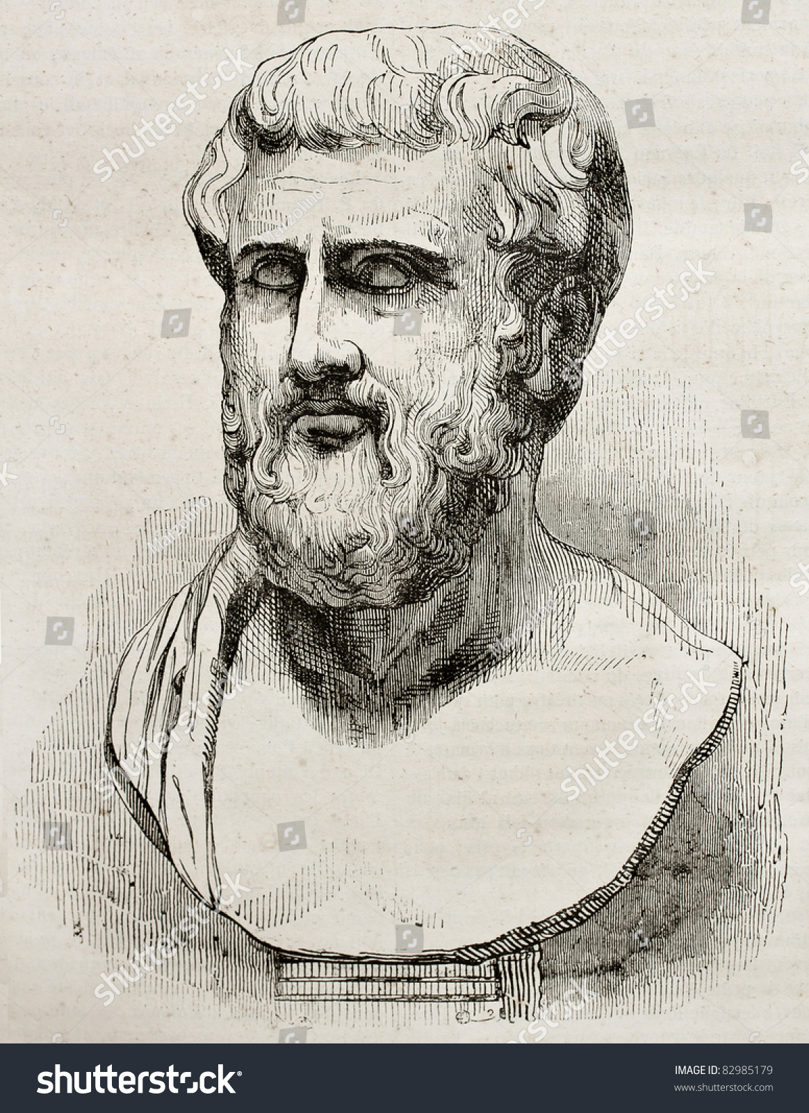 Sophocles Bust Old Illustration. By Unidentified Author, Published On ...