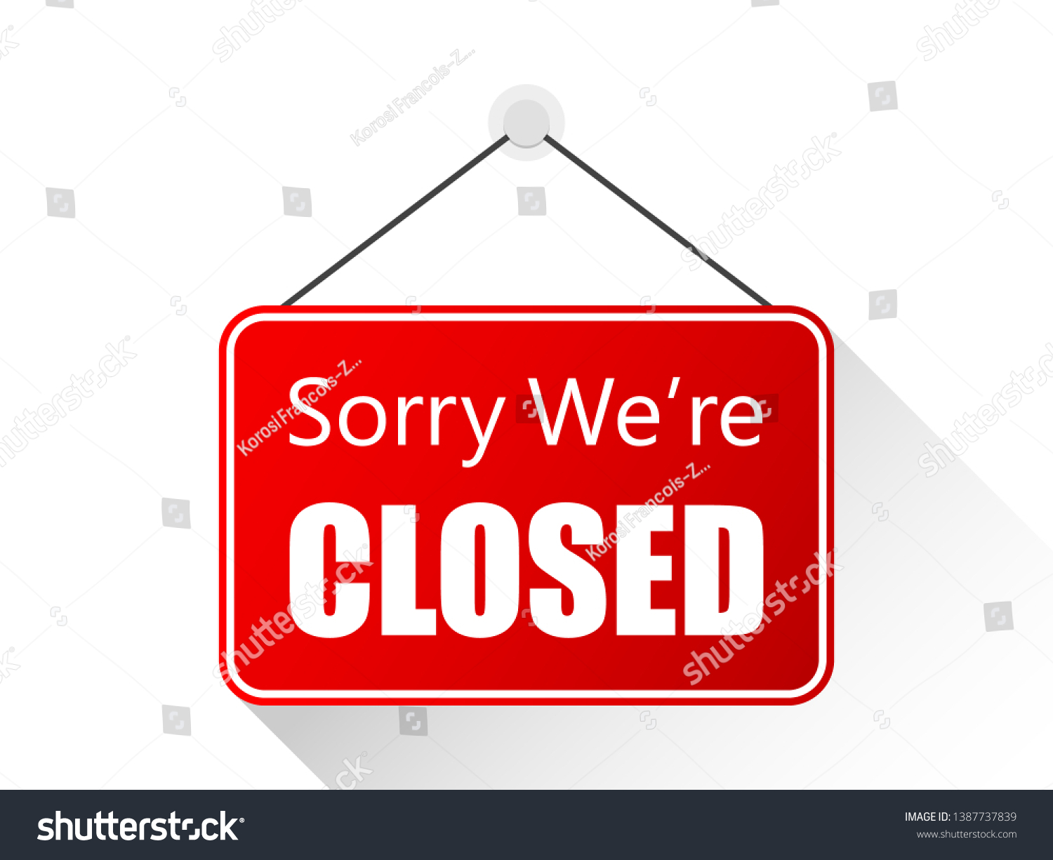 Sorry We Closed Sign On Door Stock Illustration 1387737839