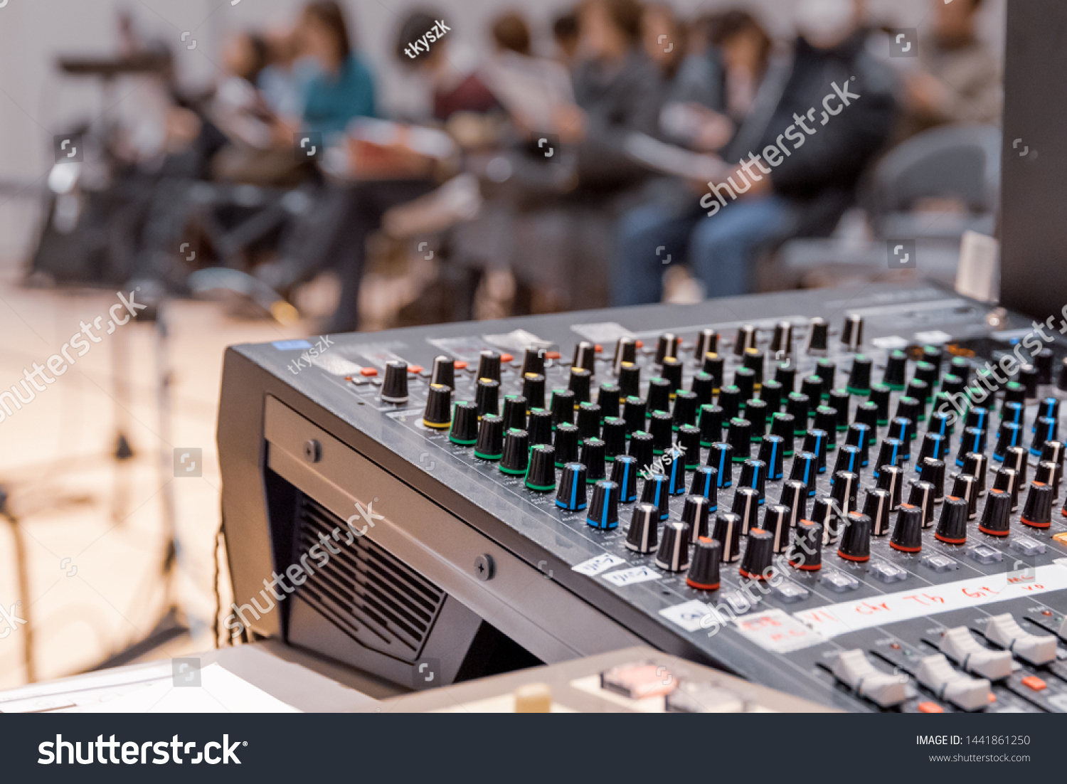 Soundman Working On Mixing Console Stock Photo Edit Now