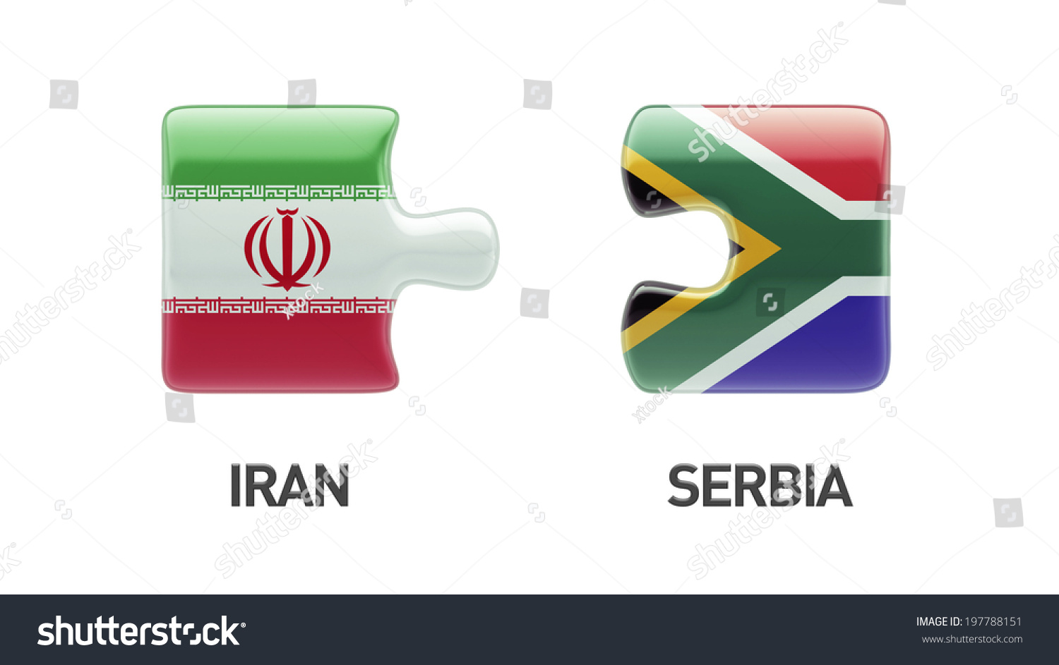 South Africa Iran High Resolution Puzzle Stock Illustration 197788151
