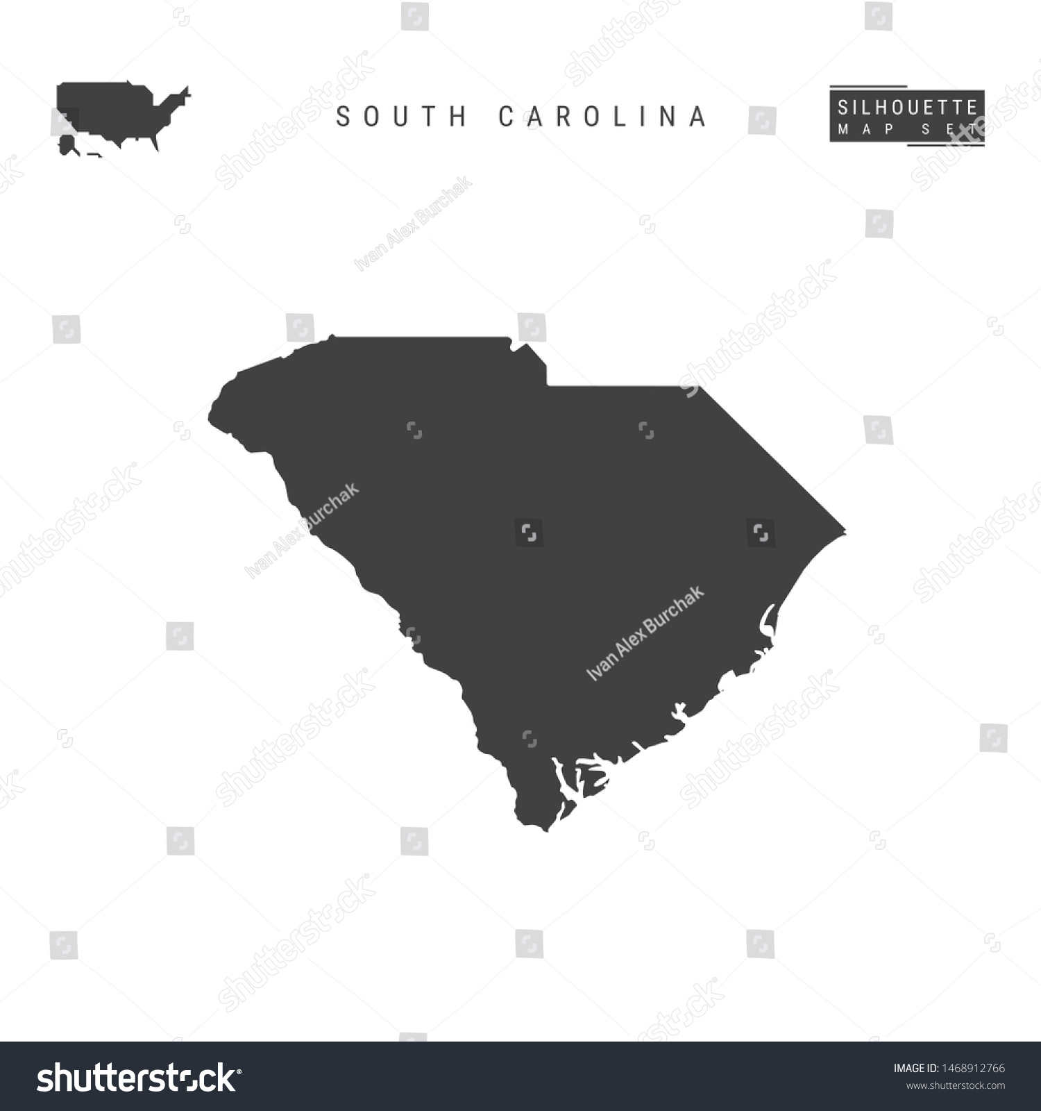 South Carolina Us State Blank Map Stock Illustration 1468912766 ...