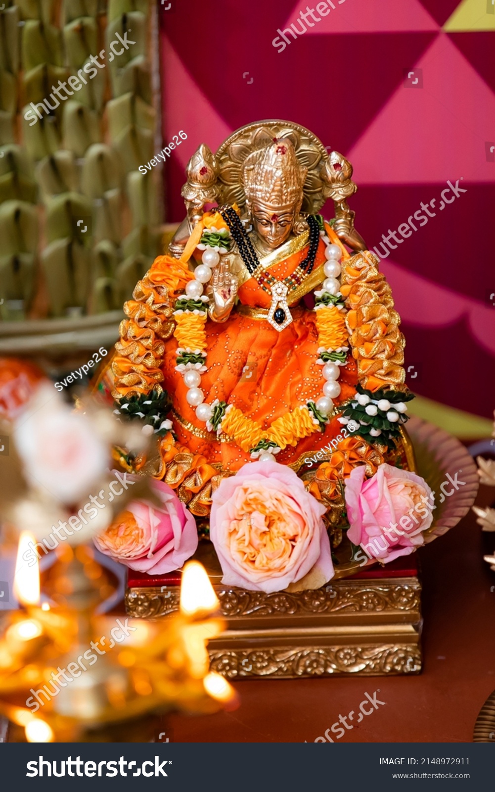 South Indian Hindu Temple Interiors Decorations Stock Photo 2148972911 ...