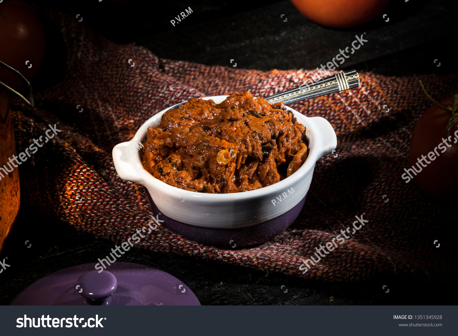 South Indian Tomato Pickle Dark Background Stock Photo Edit Now 1351345928