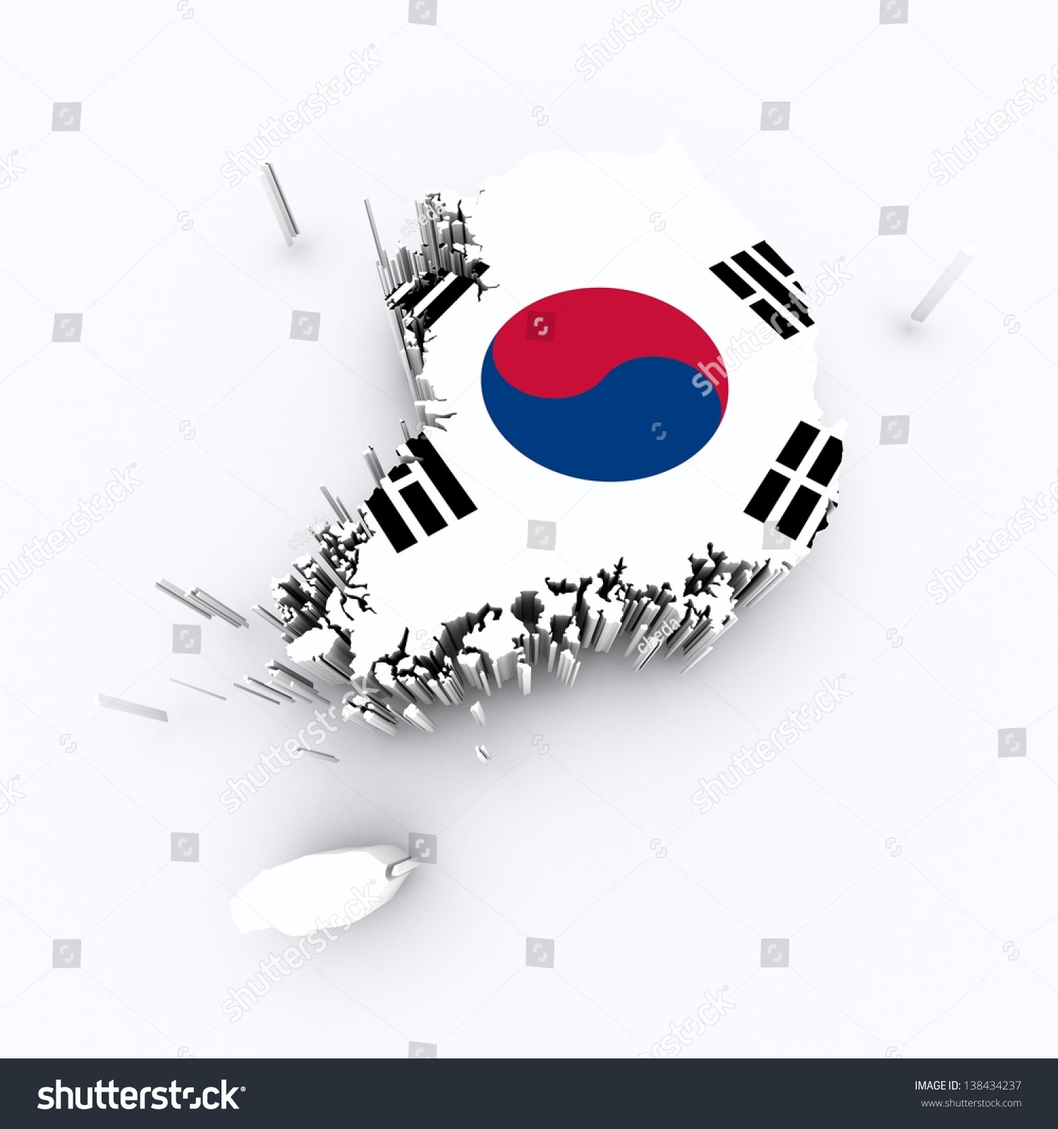 South Korea 3d Map South Korea Flag On 3D Map Stock Illustration 138434237 | Shutterstock