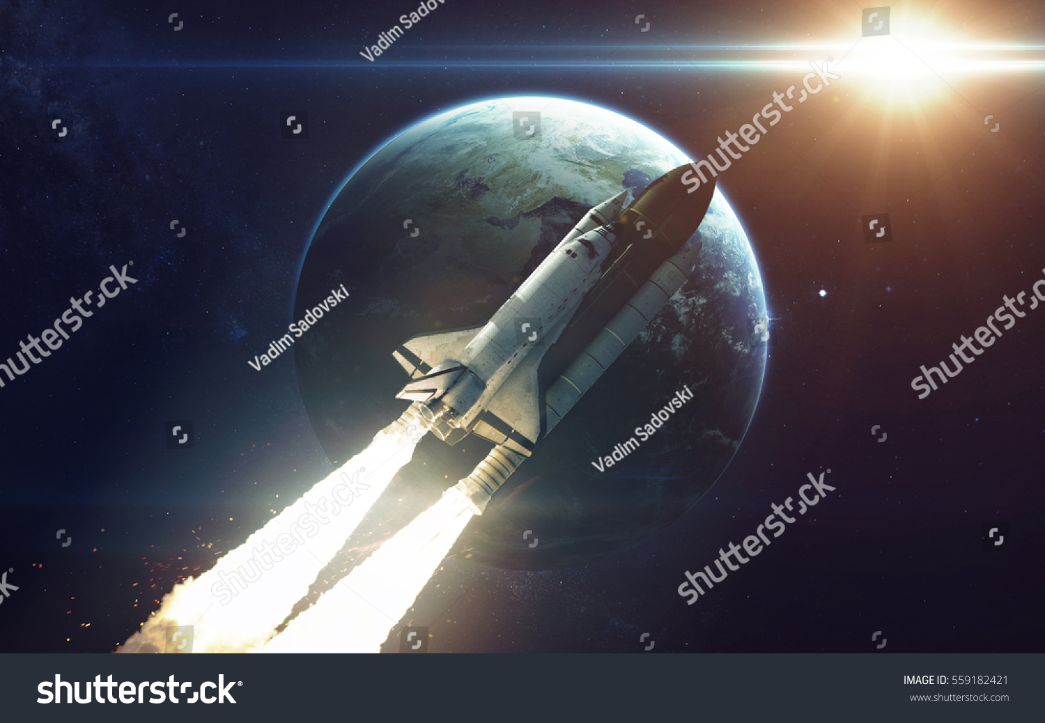 Space Shuttle Orbiting Earth Planet Elements Stock Photo (Edit Now ...