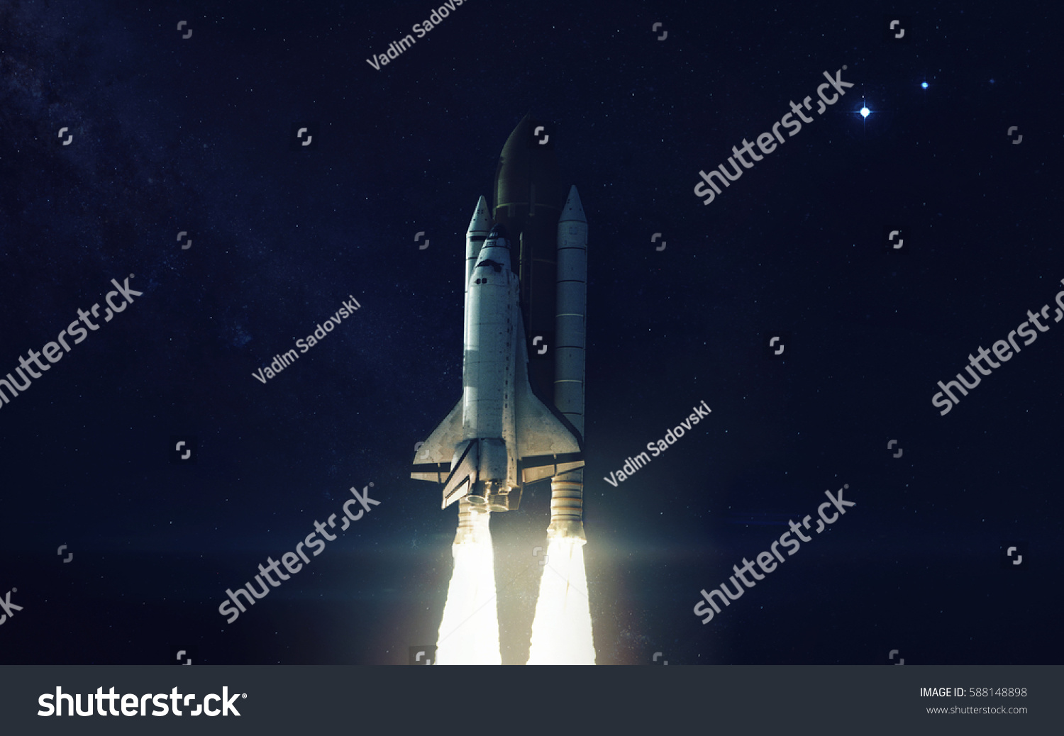 Space Shuttle Orbiting Earth Planet Elements Stock Photo 588148898 ...