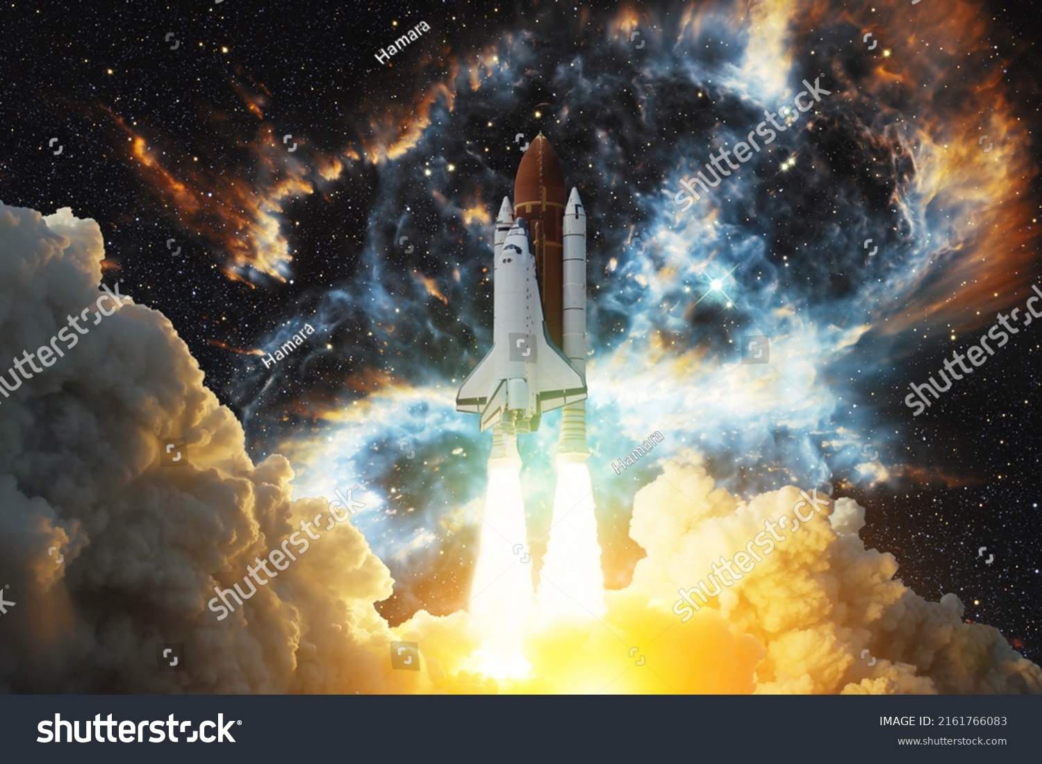 Spaceship Flight Space Shuttle Smoke Blast Stock Photo 2161766083 ...