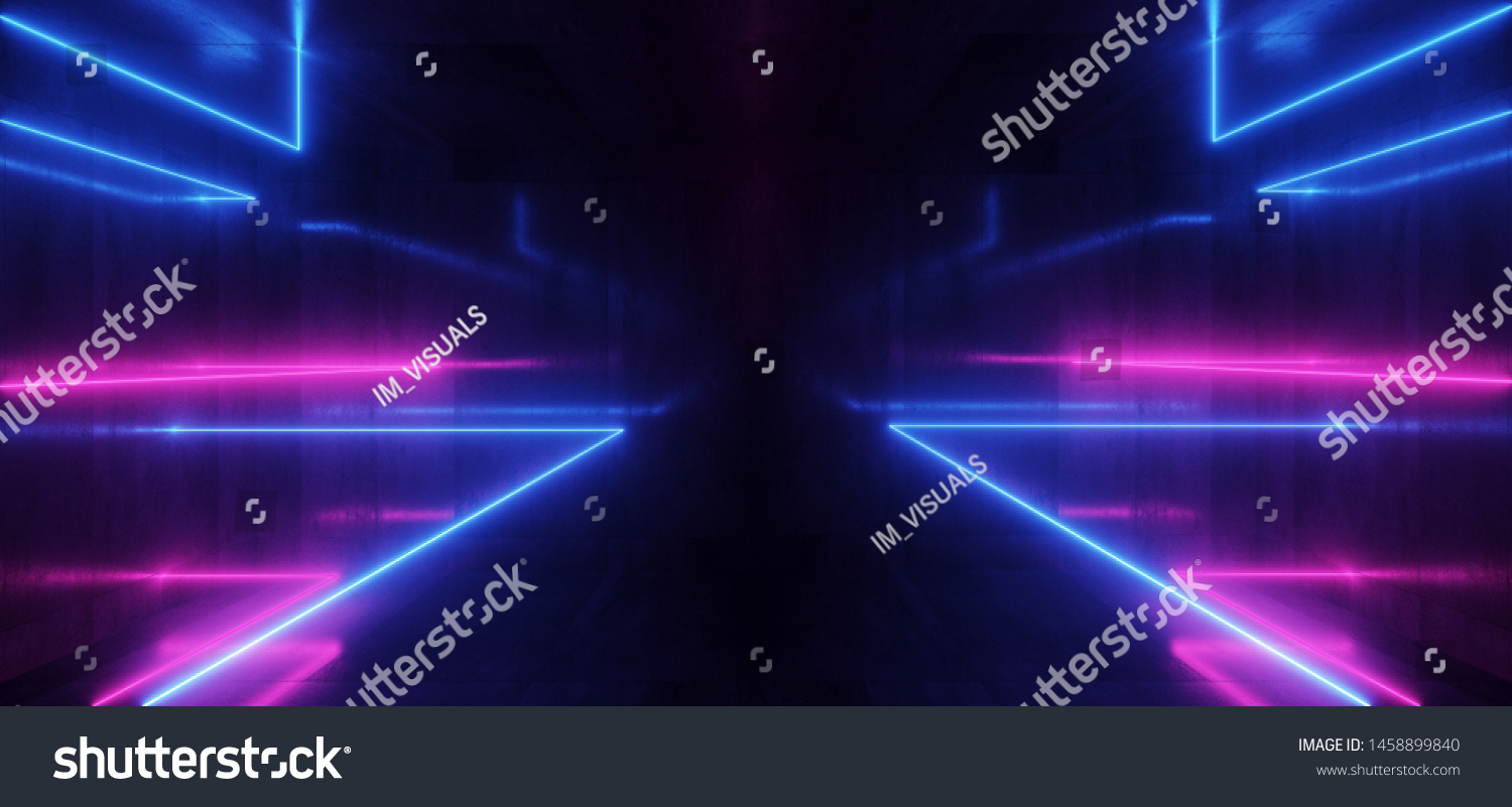 Spaceship Neon Glowing Lights Laser Shapes Stock Illustration 1458899840