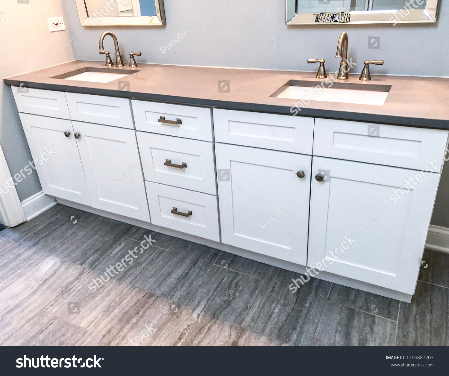 Spacious Bathroom Vanity Counter Top Gray Stock Photo Edit Now