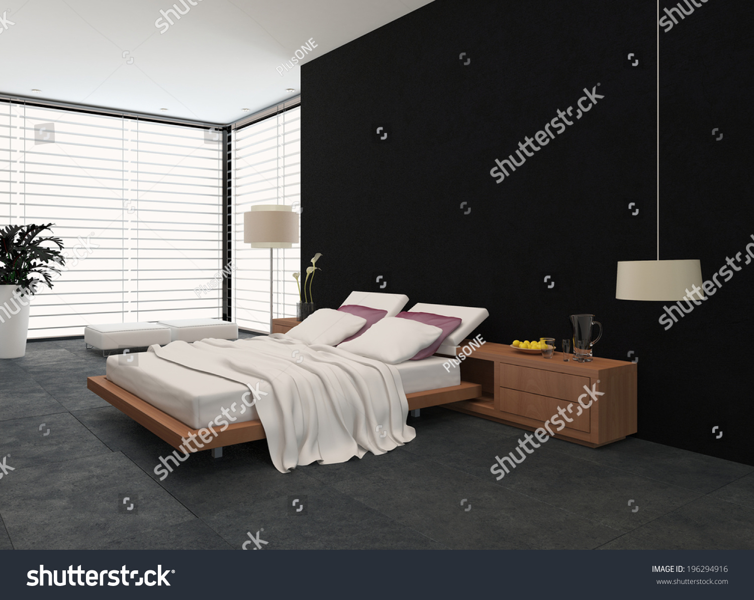 Spacious Modern Bedroom Adjustable Double Bed Stock