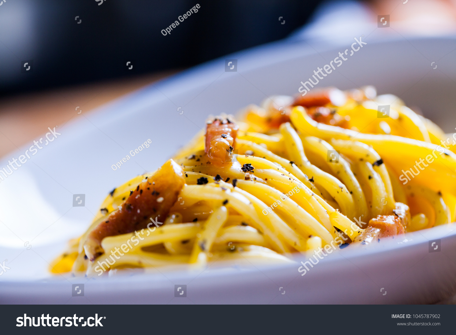 Spaghetti Carbonara Egg Parmesan Cheese Guanciale Stock Photo Edit Now