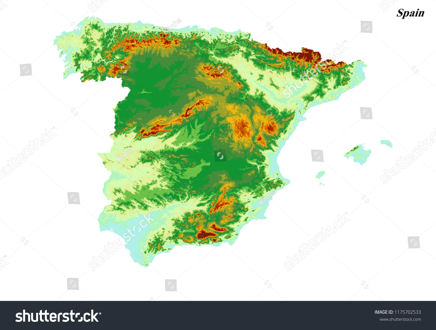 Elevation Map Of Spain Spain Elevation Map 3D Rendering Stock Illustration 1175702533 |  Shutterstock