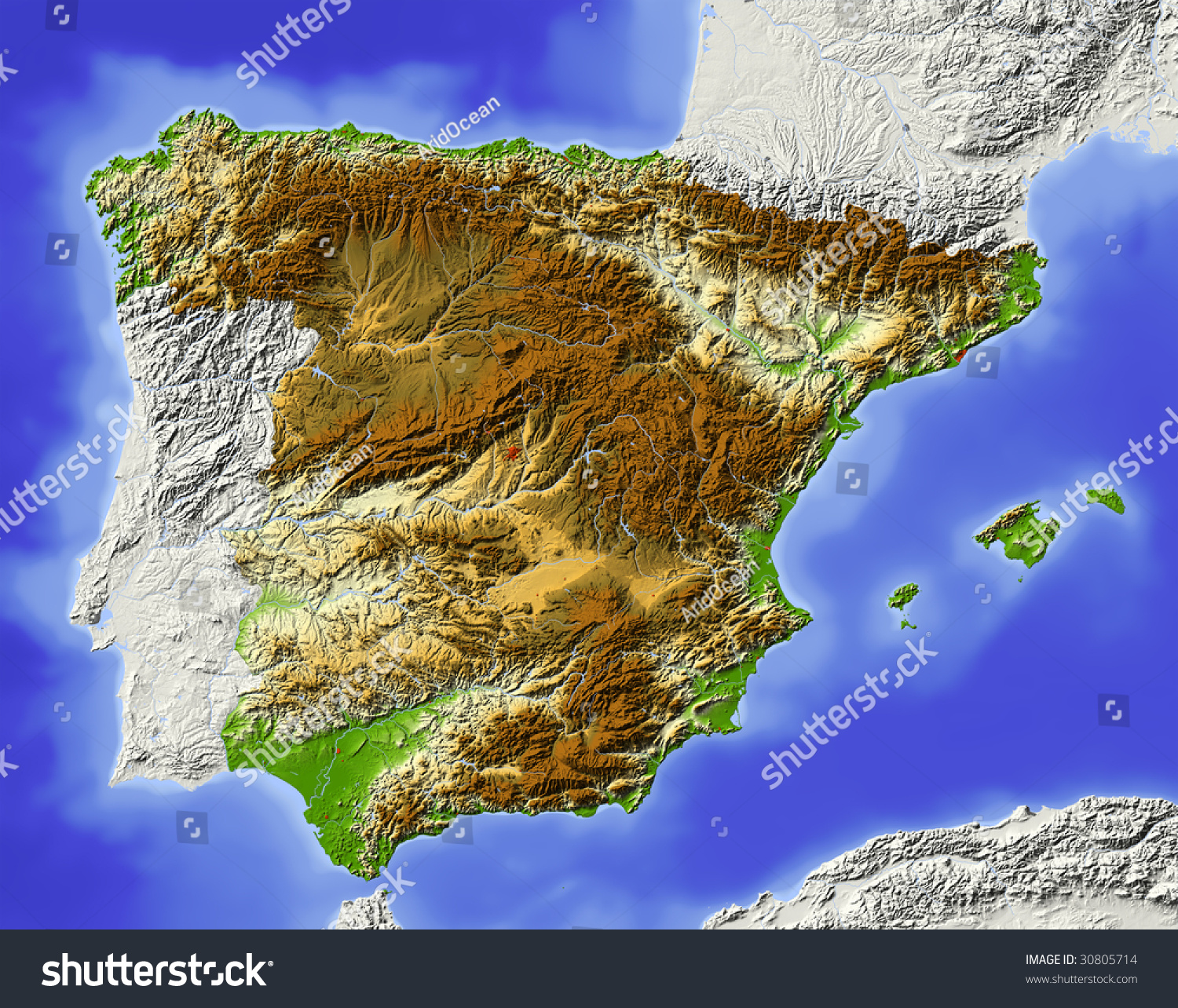 Spain Elevation Map World Map Weltkarte Peta Dunia Mapa Del Mundo | The ...