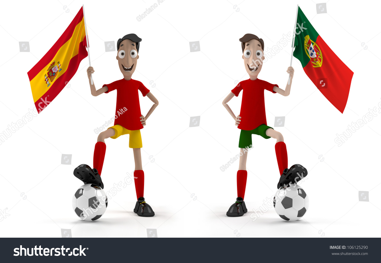 Spanish And Portuguese Smiling Cartoon Style Soccer Player With Ball ...