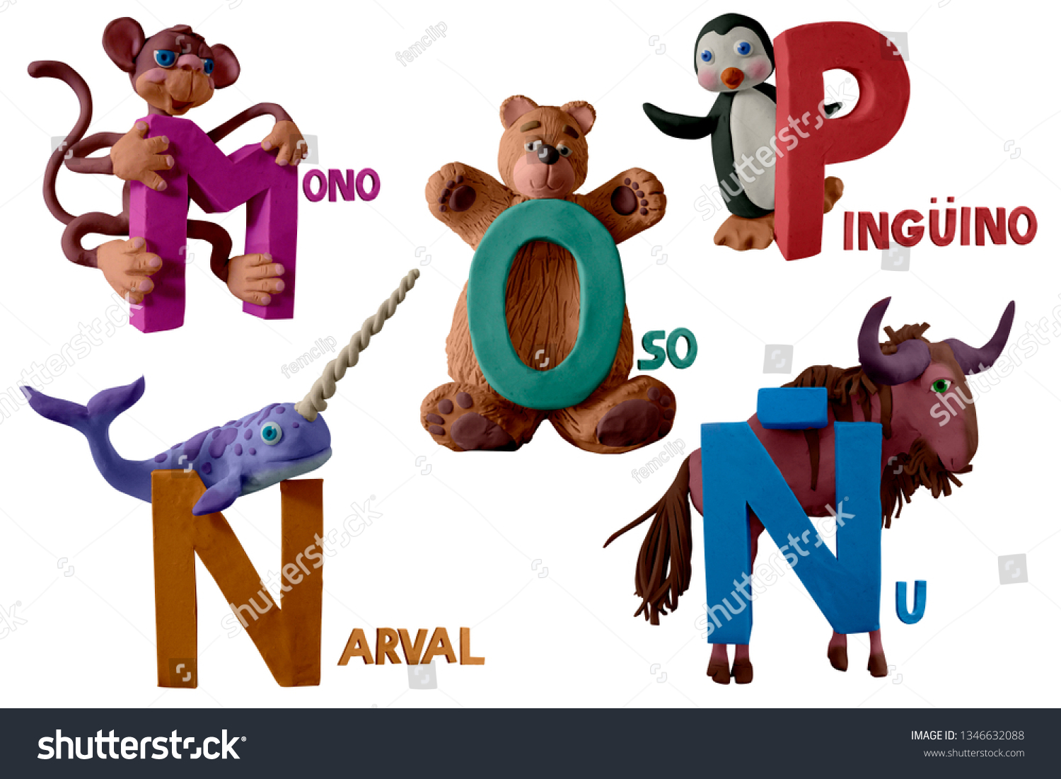 Spanish Animals Alphabet Handmade Plasticine N Stock Photo Edit Now